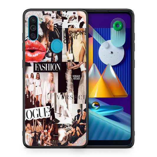 Θήκη Αγίου Βαλεντίνου Samsung A11 / M11 Collage Fashion από τη Smartfits με σχέδιο στο πίσω μέρος και μαύρο περίβλημα | Samsung A11 / M11 Collage Fashion case with colorful back and black bezels
