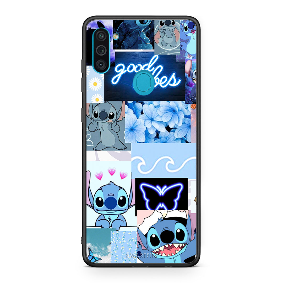 Samsung A11 / M11 Collage Good Vibes Θήκη Αγίου Βαλεντίνου από τη Smartfits με σχέδιο στο πίσω μέρος και μαύρο περίβλημα | Smartphone case with colorful back and black bezels by Smartfits