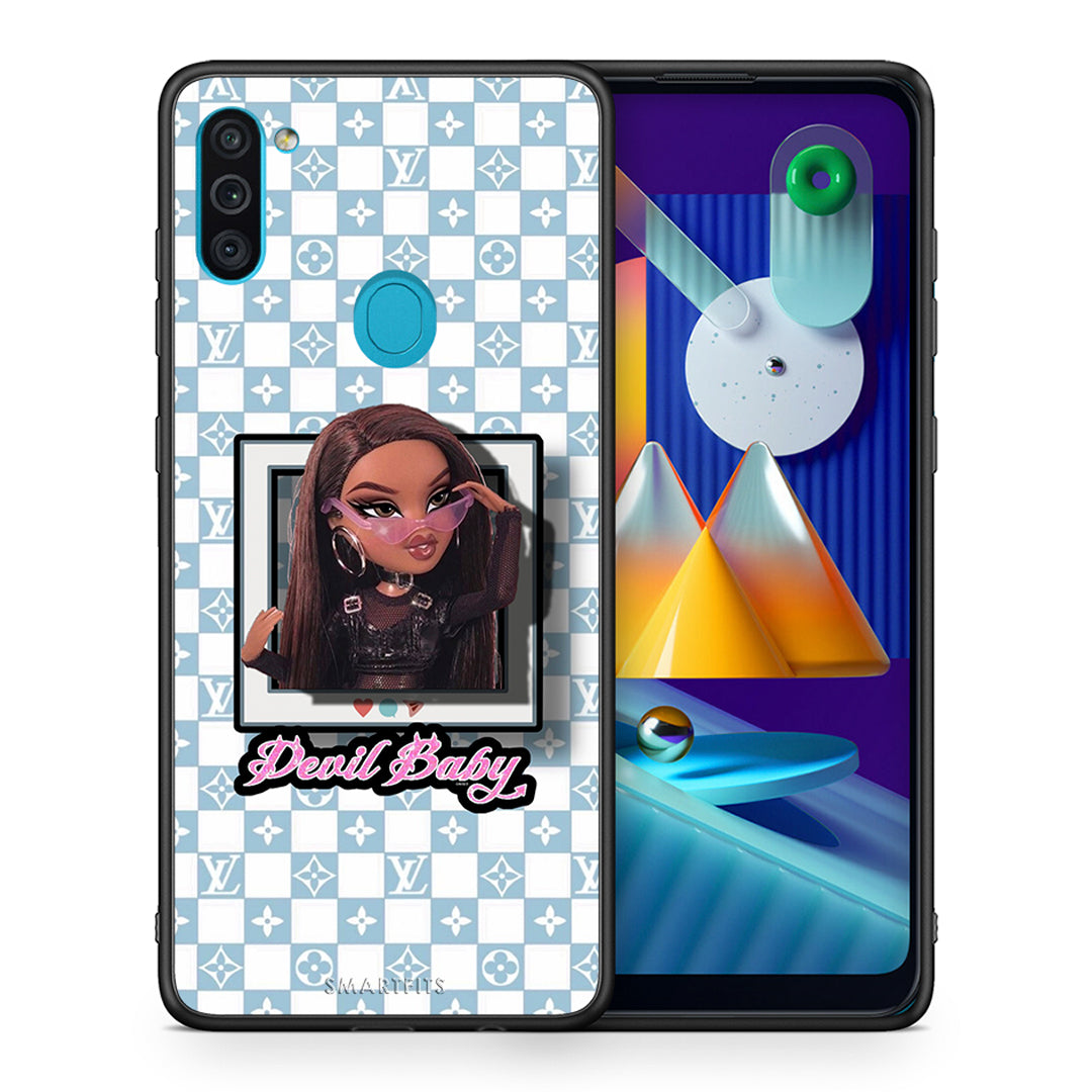 Θήκη Αγίου Βαλεντίνου Samsung A11 / M11 Devil Baby από τη Smartfits με σχέδιο στο πίσω μέρος και μαύρο περίβλημα | Samsung A11 / M11 Devil Baby case with colorful back and black bezels