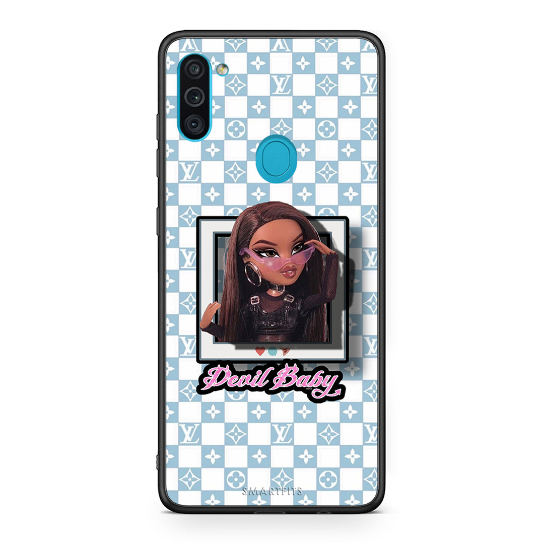 Samsung A11 / M11 Devil Baby Θήκη Αγίου Βαλεντίνου από τη Smartfits με σχέδιο στο πίσω μέρος και μαύρο περίβλημα | Smartphone case with colorful back and black bezels by Smartfits