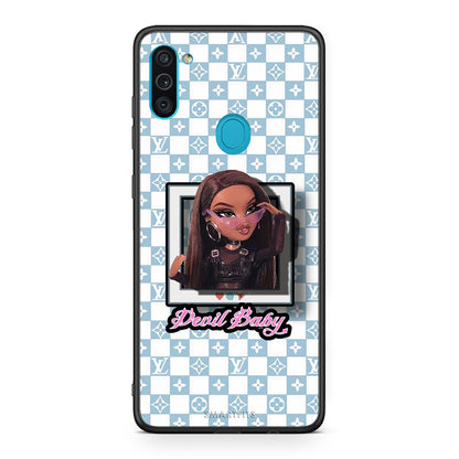 Samsung A11 / M11 Devil Baby Θήκη Αγίου Βαλεντίνου από τη Smartfits με σχέδιο στο πίσω μέρος και μαύρο περίβλημα | Smartphone case with colorful back and black bezels by Smartfits
