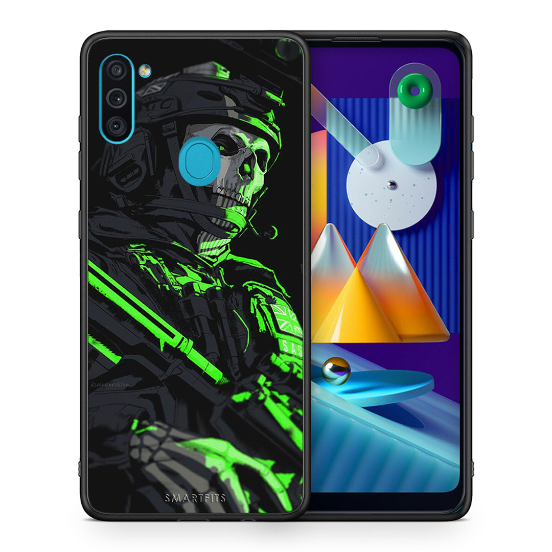 Θήκη Αγίου Βαλεντίνου Samsung A11 / M11 Green Soldier από τη Smartfits με σχέδιο στο πίσω μέρος και μαύρο περίβλημα | Samsung A11 / M11 Green Soldier case with colorful back and black bezels