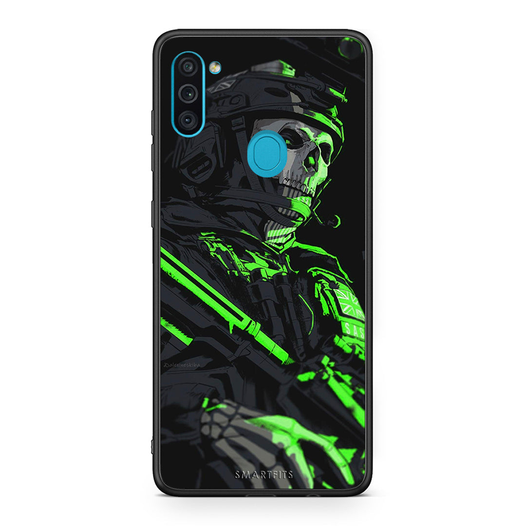 Samsung A11 / M11 Green Soldier Θήκη Αγίου Βαλεντίνου από τη Smartfits με σχέδιο στο πίσω μέρος και μαύρο περίβλημα | Smartphone case with colorful back and black bezels by Smartfits