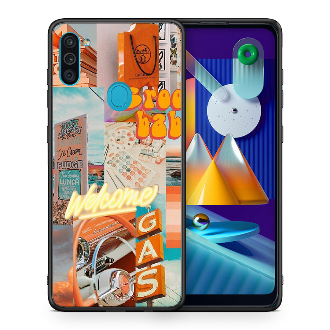 Θήκη Αγίου Βαλεντίνου Samsung A11 / M11 Groovy Babe από τη Smartfits με σχέδιο στο πίσω μέρος και μαύρο περίβλημα | Samsung A11 / M11 Groovy Babe case with colorful back and black bezels