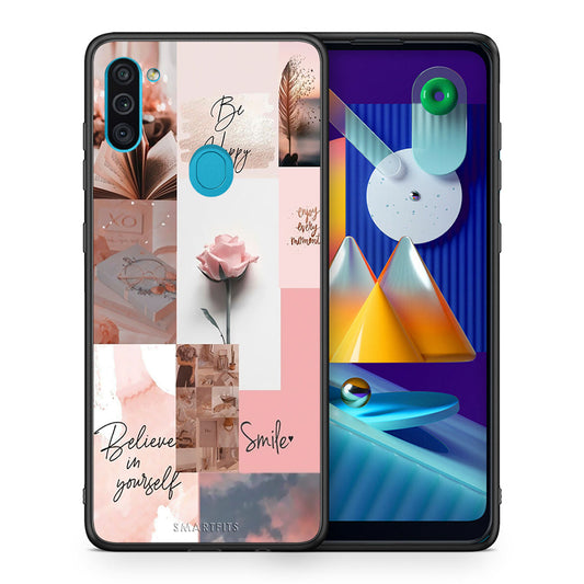 Θήκη Samsung A11/M11 Aesthetic Collage από τη Smartfits με σχέδιο στο πίσω μέρος και μαύρο περίβλημα | Samsung A11/M11 Aesthetic Collage case with colorful back and black bezels