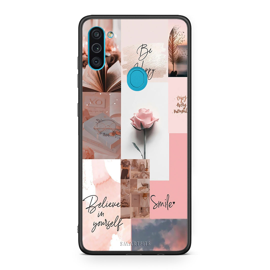 Samsung A11/M11 Aesthetic Collage θήκη από τη Smartfits με σχέδιο στο πίσω μέρος και μαύρο περίβλημα | Smartphone case with colorful back and black bezels by Smartfits