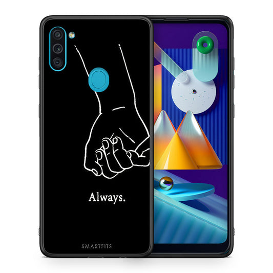 Θήκη Αγίου Βαλεντίνου Samsung A11 / M11 Always & Forever 1 από τη Smartfits με σχέδιο στο πίσω μέρος και μαύρο περίβλημα | Samsung A11 / M11 Always & Forever 1 case with colorful back and black bezels