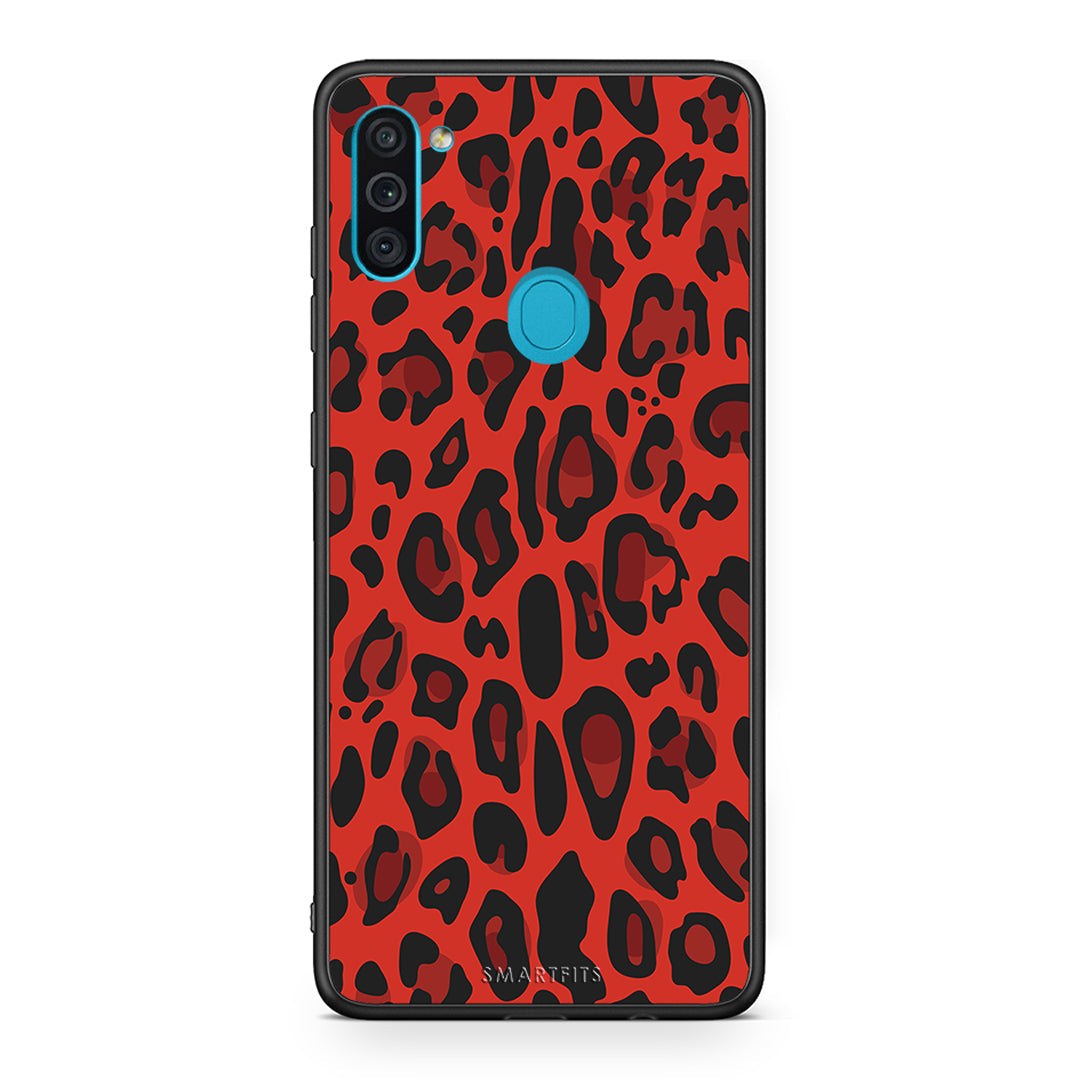 4 - Samsung A11/M11 Red Leopard Animal case, cover, bumper