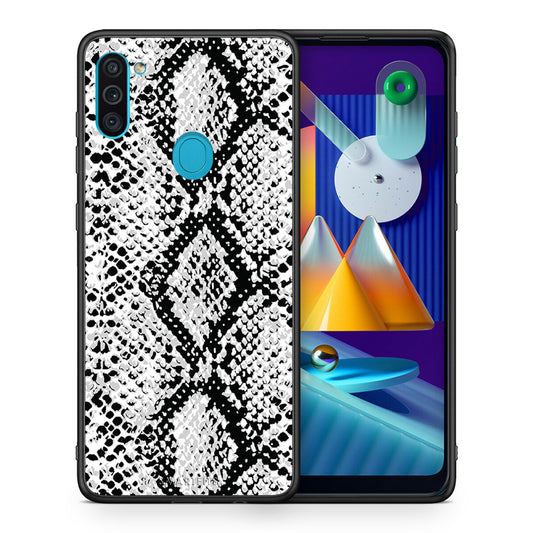 Θήκη Samsung A11/M11 White Snake Animal από τη Smartfits με σχέδιο στο πίσω μέρος και μαύρο περίβλημα | Samsung A11/M11 White Snake Animal case with colorful back and black bezels