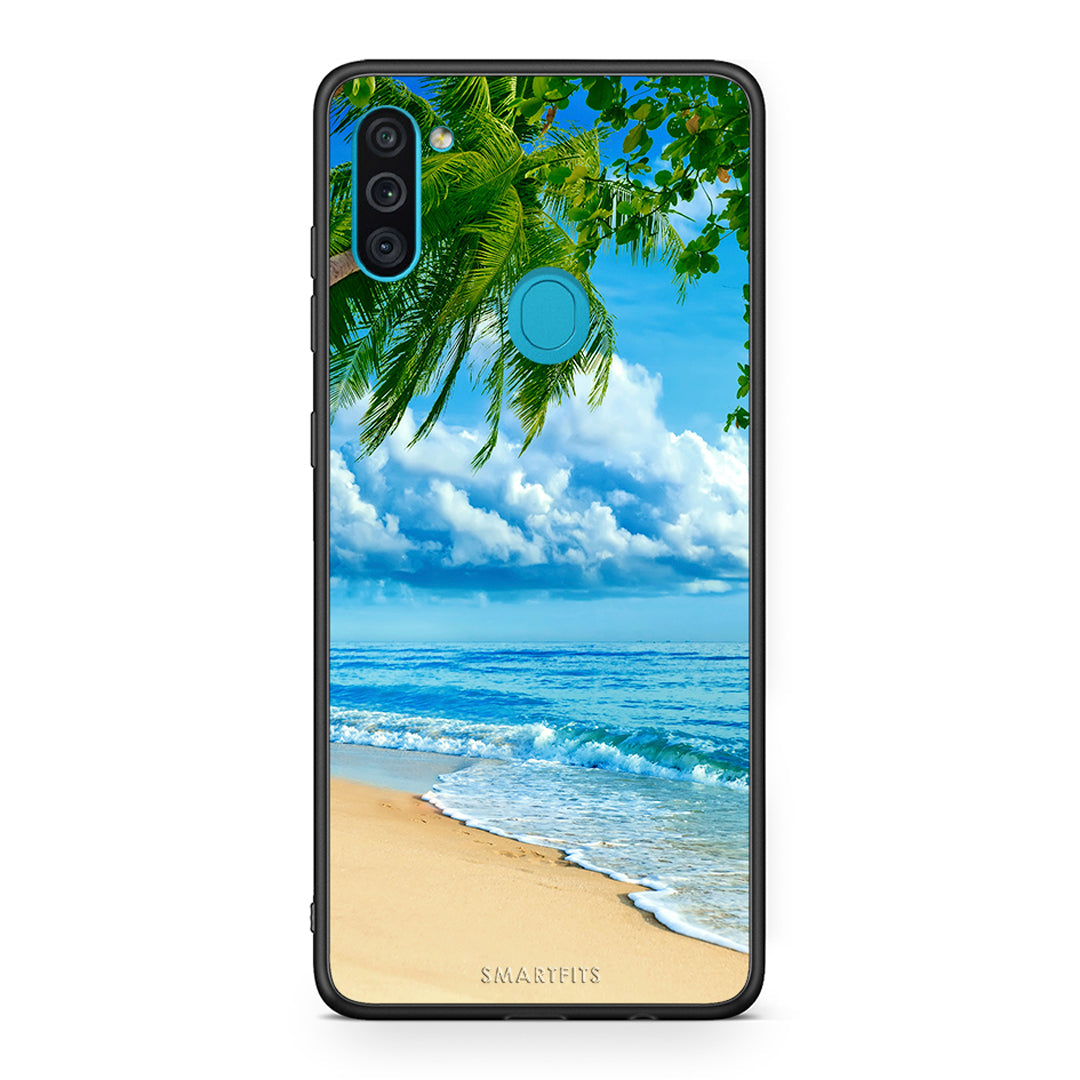 Samsung A11/M11 Beautiful Beach θήκη από τη Smartfits με σχέδιο στο πίσω μέρος και μαύρο περίβλημα | Smartphone case with colorful back and black bezels by Smartfits