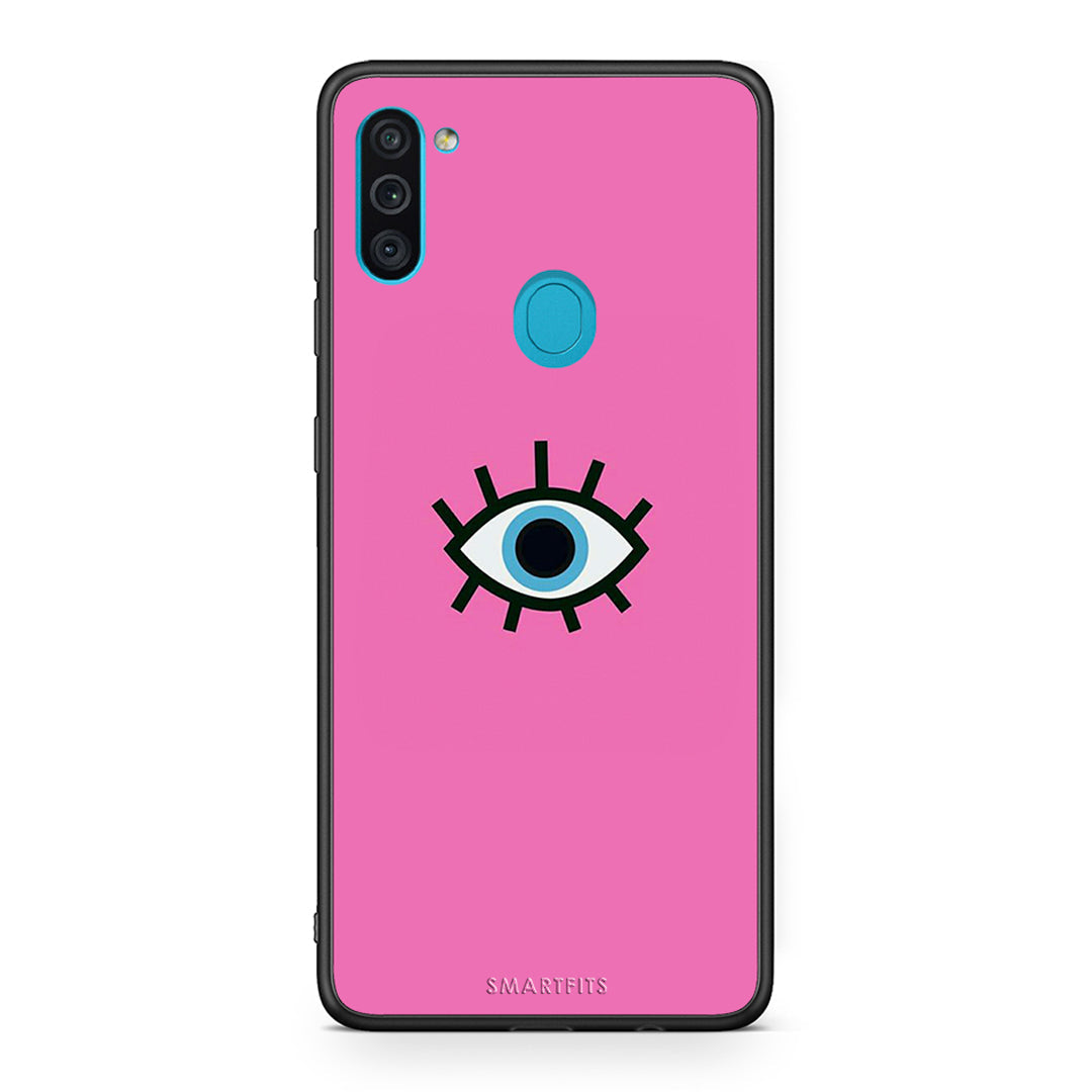 Samsung A11/M11 Blue Eye Pink θήκη από τη Smartfits με σχέδιο στο πίσω μέρος και μαύρο περίβλημα | Smartphone case with colorful back and black bezels by Smartfits