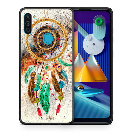 Θήκη Samsung A11/M11 DreamCatcher Boho από τη Smartfits με σχέδιο στο πίσω μέρος και μαύρο περίβλημα | Samsung A11/M11 DreamCatcher Boho case with colorful back and black bezels
