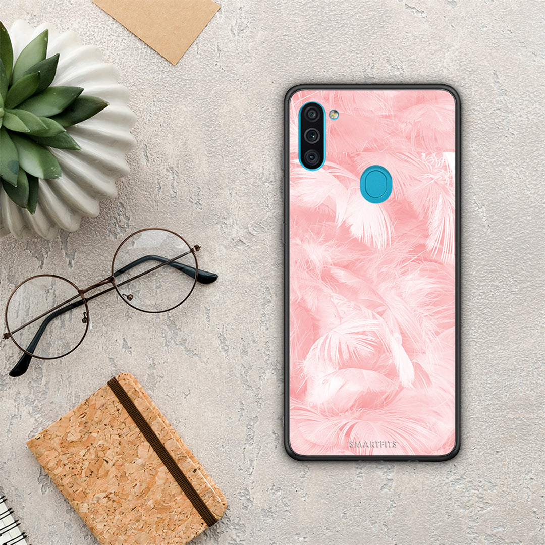 Boho Pink Feather - Samsung Galaxy A11 / M11 θήκη