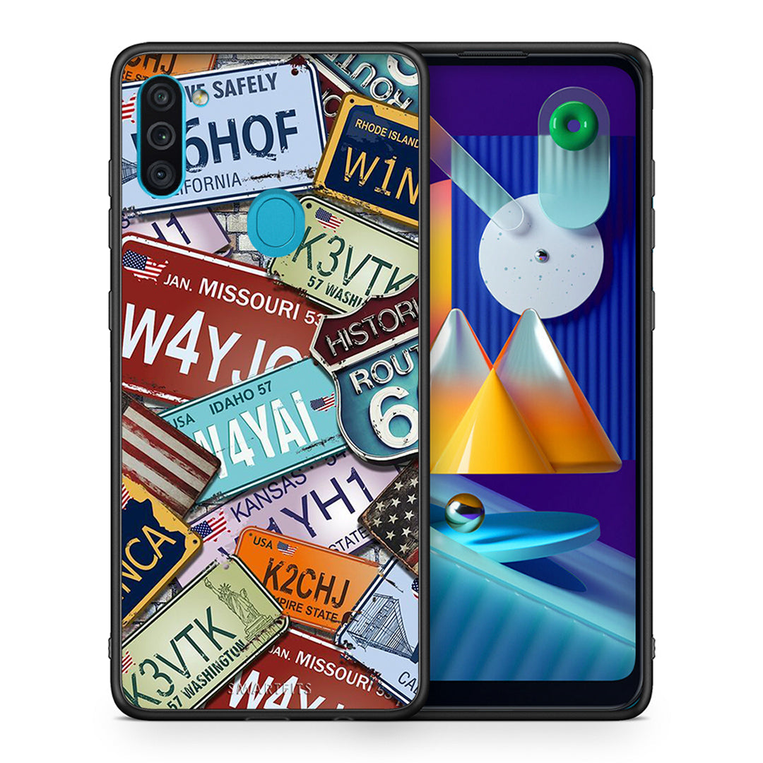 Θήκη Samsung A11/M11 Car Plates από τη Smartfits με σχέδιο στο πίσω μέρος και μαύρο περίβλημα | Samsung A11/M11 Car Plates case with colorful back and black bezels