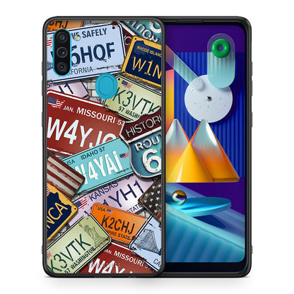 Θήκη Samsung A11/M11 Car Plates από τη Smartfits με σχέδιο στο πίσω μέρος και μαύρο περίβλημα | Samsung A11/M11 Car Plates case with colorful back and black bezels