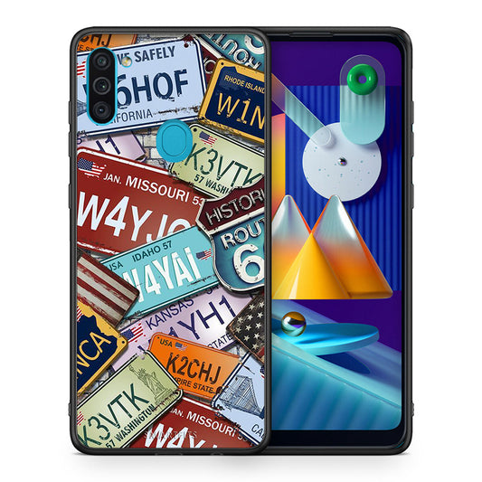 Θήκη Samsung A11/M11 Car Plates από τη Smartfits με σχέδιο στο πίσω μέρος και μαύρο περίβλημα | Samsung A11/M11 Car Plates case with colorful back and black bezels
