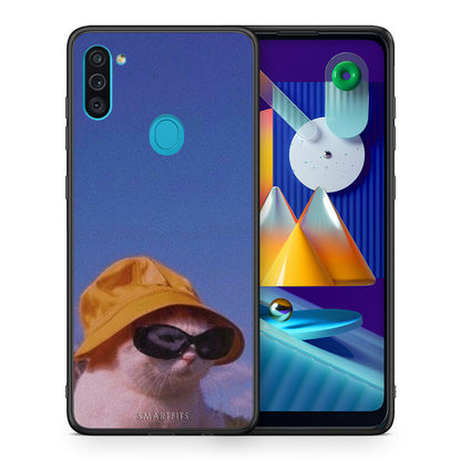 Θήκη Samsung A11/M11 Cat Diva από τη Smartfits με σχέδιο στο πίσω μέρος και μαύρο περίβλημα | Samsung A11/M11 Cat Diva case with colorful back and black bezels