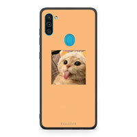 Thumbnail for Samsung A11/M11 Cat Tongue θήκη από τη Smartfits με σχέδιο στο πίσω μέρος και μαύρο περίβλημα | Smartphone case with colorful back and black bezels by Smartfits