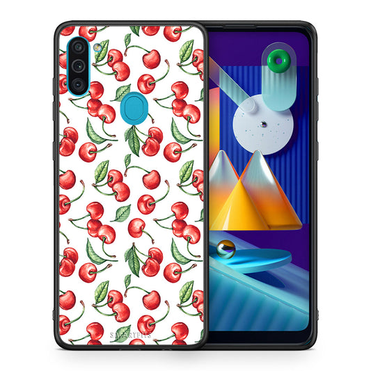Θήκη Samsung A11/M11 Cherry Summer από τη Smartfits με σχέδιο στο πίσω μέρος και μαύρο περίβλημα | Samsung A11/M11 Cherry Summer case with colorful back and black bezels