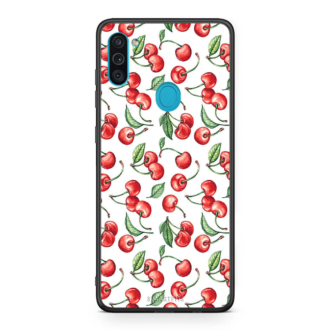 Samsung A11/M11 Cherry Summer θήκη από τη Smartfits με σχέδιο στο πίσω μέρος και μαύρο περίβλημα | Smartphone case with colorful back and black bezels by Smartfits