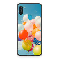 Thumbnail for Samsung A11/M11 Colorful Balloons θήκη από τη Smartfits με σχέδιο στο πίσω μέρος και μαύρο περίβλημα | Smartphone case with colorful back and black bezels by Smartfits