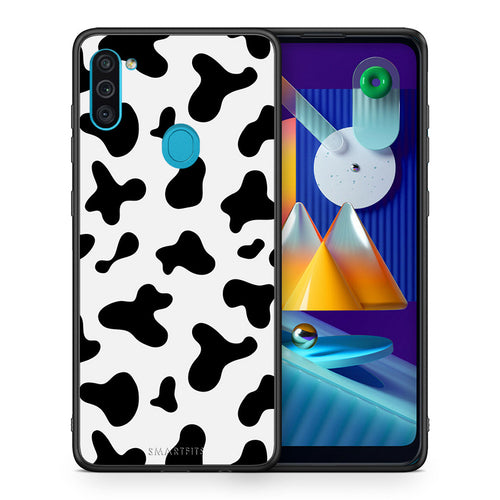 Θήκη Samsung A11/M11 Cow Print από τη Smartfits με σχέδιο στο πίσω μέρος και μαύρο περίβλημα | Samsung A11/M11 Cow Print case with colorful back and black bezels