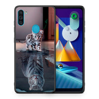 Thumbnail for Θήκη Samsung A11/M11 Tiger Cute από τη Smartfits με σχέδιο στο πίσω μέρος και μαύρο περίβλημα | Samsung A11/M11 Tiger Cute case with colorful back and black bezels