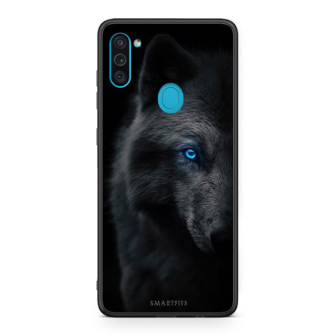 Samsung A11/M11 Dark Wolf θήκη από τη Smartfits με σχέδιο στο πίσω μέρος και μαύρο περίβλημα | Smartphone case with colorful back and black bezels by Smartfits