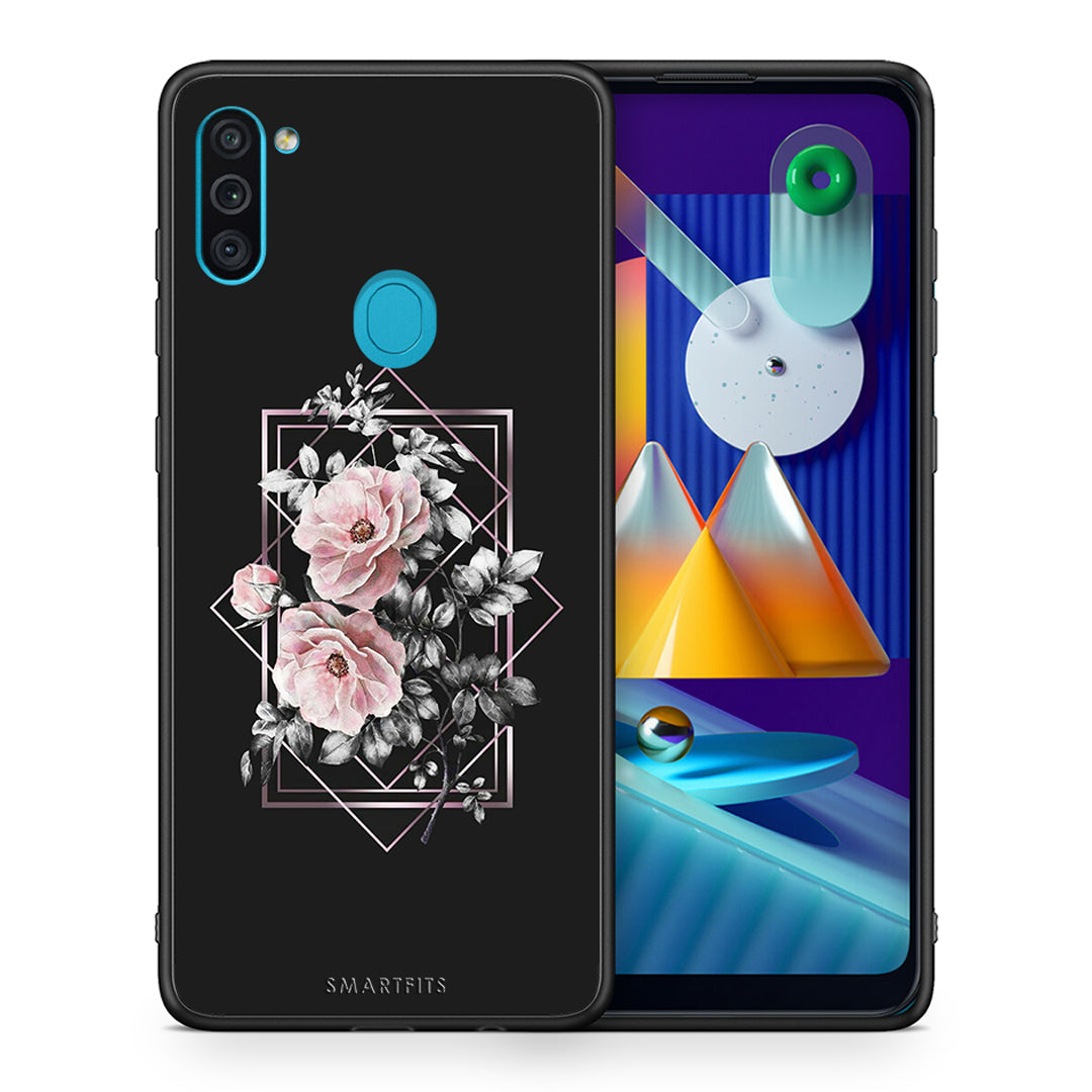 Θήκη Samsung A11/M11 Frame Flower από τη Smartfits με σχέδιο στο πίσω μέρος και μαύρο περίβλημα | Samsung A11/M11 Frame Flower case with colorful back and black bezels