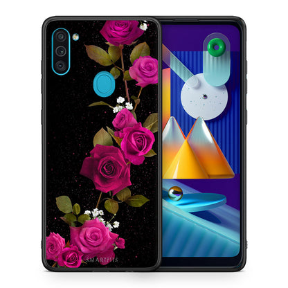 Θήκη Samsung A11/M11 Red Roses Flower από τη Smartfits με σχέδιο στο πίσω μέρος και μαύρο περίβλημα | Samsung A11/M11 Red Roses Flower case with colorful back and black bezels