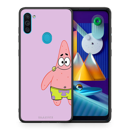 Θήκη Samsung A11/M11 Friends Patrick από τη Smartfits με σχέδιο στο πίσω μέρος και μαύρο περίβλημα | Samsung A11/M11 Friends Patrick case with colorful back and black bezels
