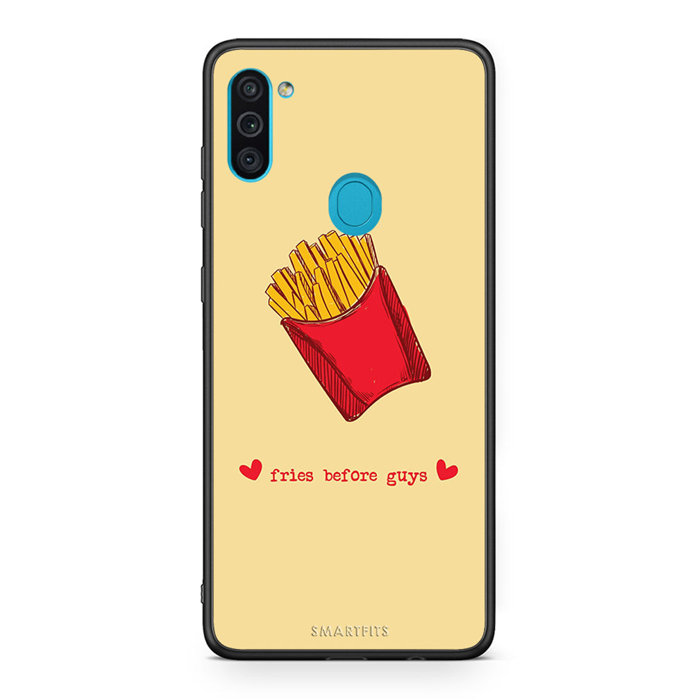 Samsung A11 / M11 Fries Before Guys Θήκη Αγίου Βαλεντίνου από τη Smartfits με σχέδιο στο πίσω μέρος και μαύρο περίβλημα | Smartphone case with colorful back and black bezels by Smartfits