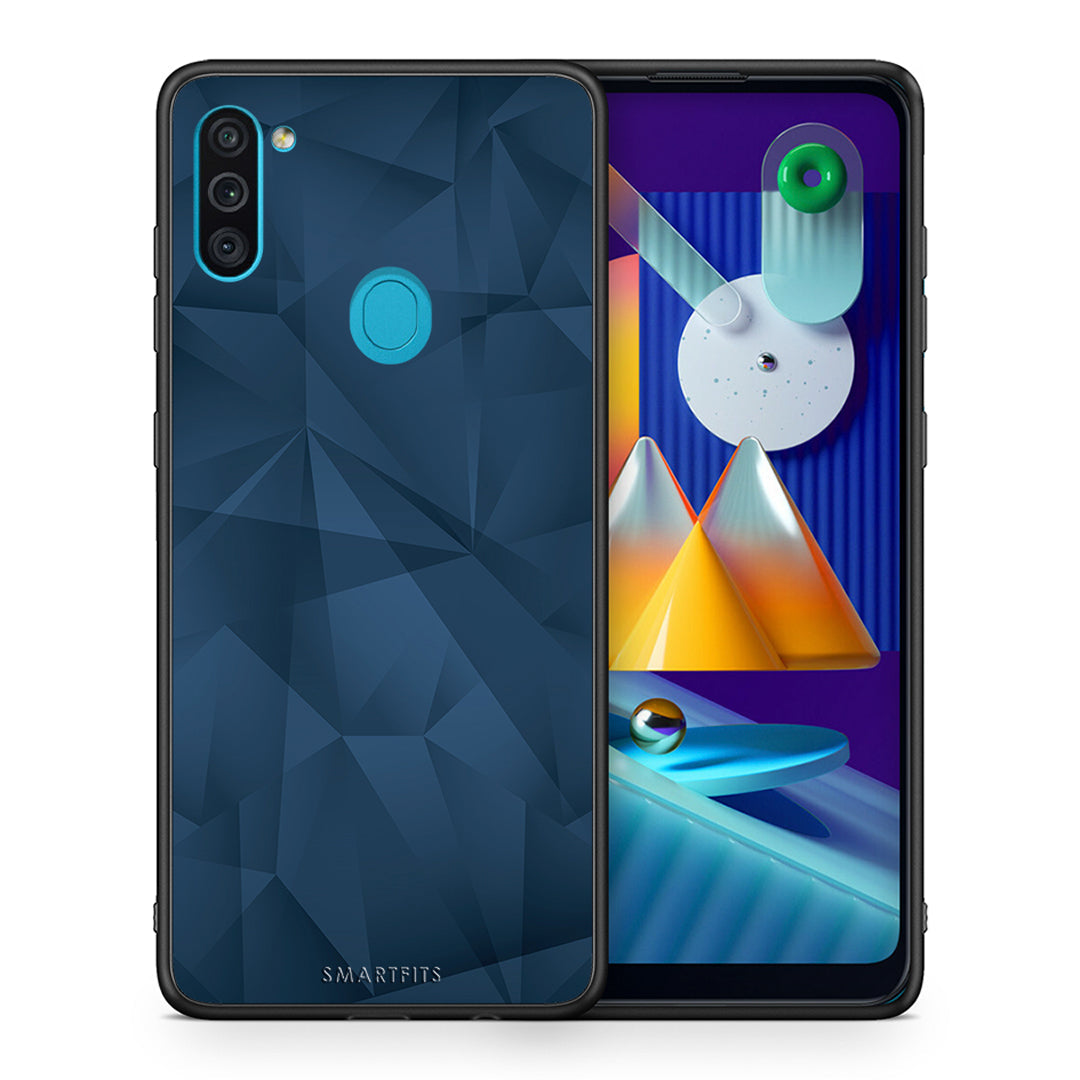Θήκη Samsung A11/M11 Blue Abstract Geometric από τη Smartfits με σχέδιο στο πίσω μέρος και μαύρο περίβλημα | Samsung A11/M11 Blue Abstract Geometric case with colorful back and black bezels