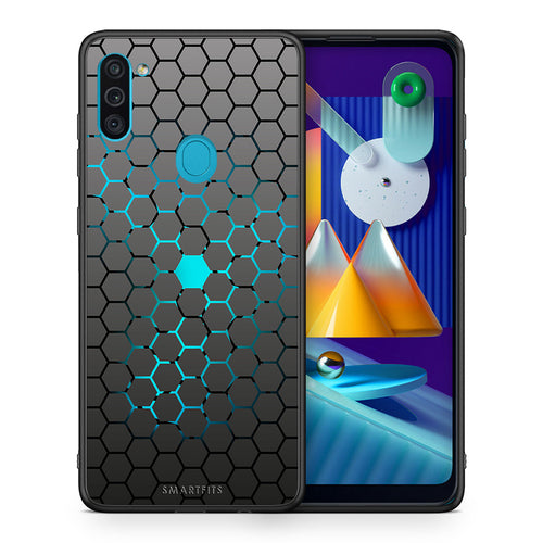 Θήκη Samsung A11/M11 Hexagonal Geometric από τη Smartfits με σχέδιο στο πίσω μέρος και μαύρο περίβλημα | Samsung A11/M11 Hexagonal Geometric case with colorful back and black bezels