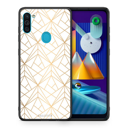 Θήκη Samsung A11/M11 Luxury White Geometric από τη Smartfits με σχέδιο στο πίσω μέρος και μαύρο περίβλημα | Samsung A11/M11 Luxury White Geometric case with colorful back and black bezels