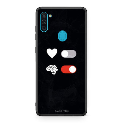 Samsung A11 / M11 Heart Vs Brain Θήκη Αγίου Βαλεντίνου από τη Smartfits με σχέδιο στο πίσω μέρος και μαύρο περίβλημα | Smartphone case with colorful back and black bezels by Smartfits