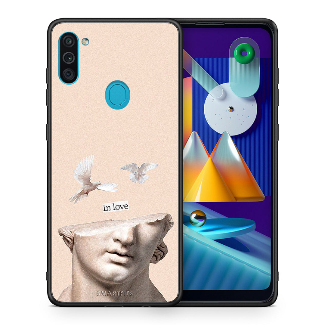 Θήκη Samsung A11/M11 In Love από τη Smartfits με σχέδιο στο πίσω μέρος και μαύρο περίβλημα | Samsung A11/M11 In Love case with colorful back and black bezels