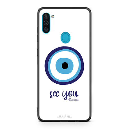 Samsung A11/M11 Karma Says θήκη από τη Smartfits με σχέδιο στο πίσω μέρος και μαύρο περίβλημα | Smartphone case with colorful back and black bezels by Smartfits