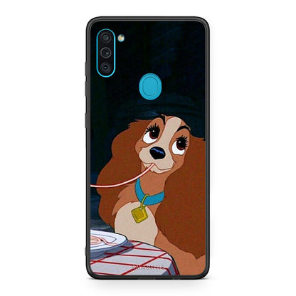 Samsung A11 / M11 Lady And Tramp 2 Θήκη Αγίου Βαλεντίνου από τη Smartfits με σχέδιο στο πίσω μέρος και μαύρο περίβλημα | Smartphone case with colorful back and black bezels by Smartfits