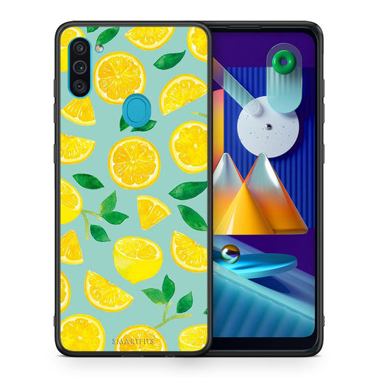 Θήκη Samsung A11/M11 Lemons από τη Smartfits με σχέδιο στο πίσω μέρος και μαύρο περίβλημα | Samsung A11/M11 Lemons case with colorful back and black bezels