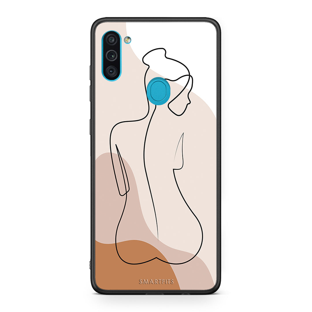 Samsung A11/M11 LineArt Woman θήκη από τη Smartfits με σχέδιο στο πίσω μέρος και μαύρο περίβλημα | Smartphone case with colorful back and black bezels by Smartfits