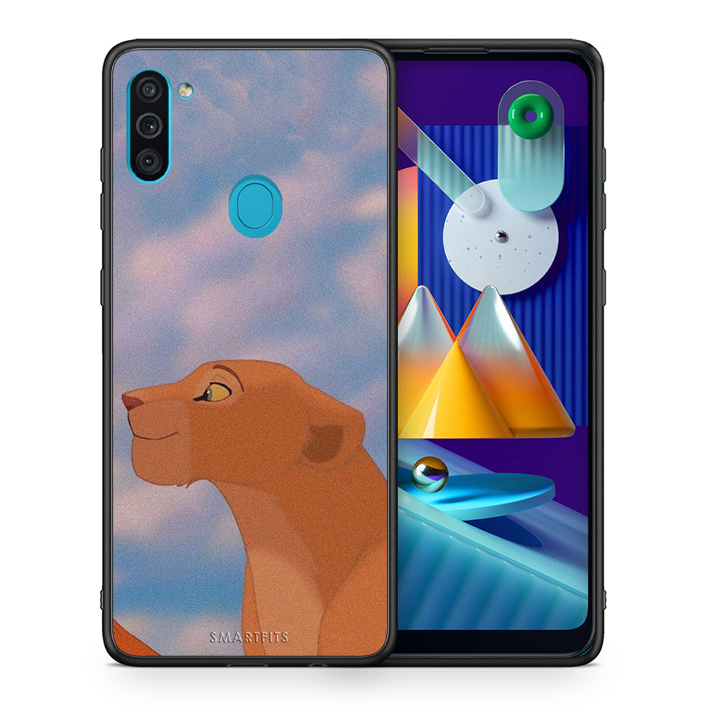 Θήκη Αγίου Βαλεντίνου Samsung A11 / M11 Lion Love 2 από τη Smartfits με σχέδιο στο πίσω μέρος και μαύρο περίβλημα | Samsung A11 / M11 Lion Love 2 case with colorful back and black bezels