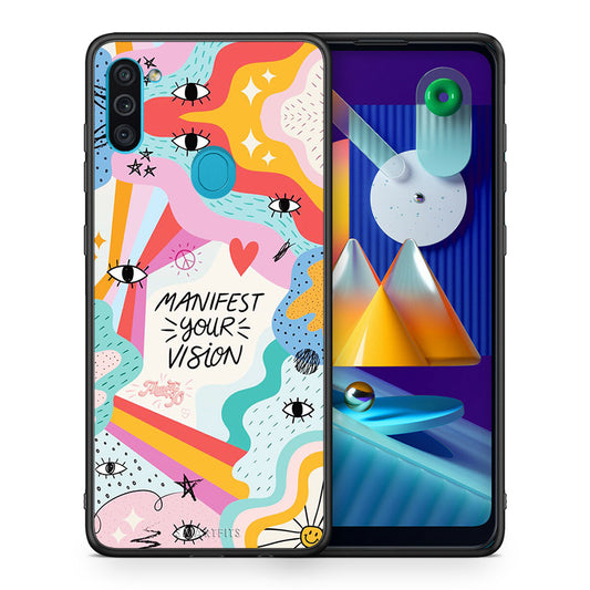 Θήκη Samsung A11/M11 Manifest Your Vision από τη Smartfits με σχέδιο στο πίσω μέρος και μαύρο περίβλημα | Samsung A11/M11 Manifest Your Vision case with colorful back and black bezels