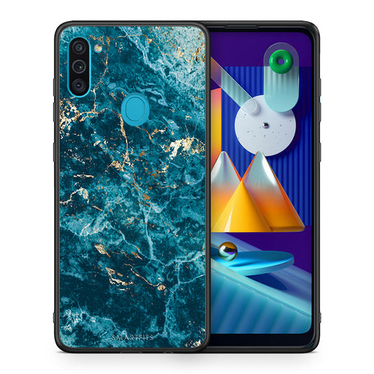 Θήκη Samsung A11/M11 Marble Blue από τη Smartfits με σχέδιο στο πίσω μέρος και μαύρο περίβλημα | Samsung A11/M11 Marble Blue case with colorful back and black bezels