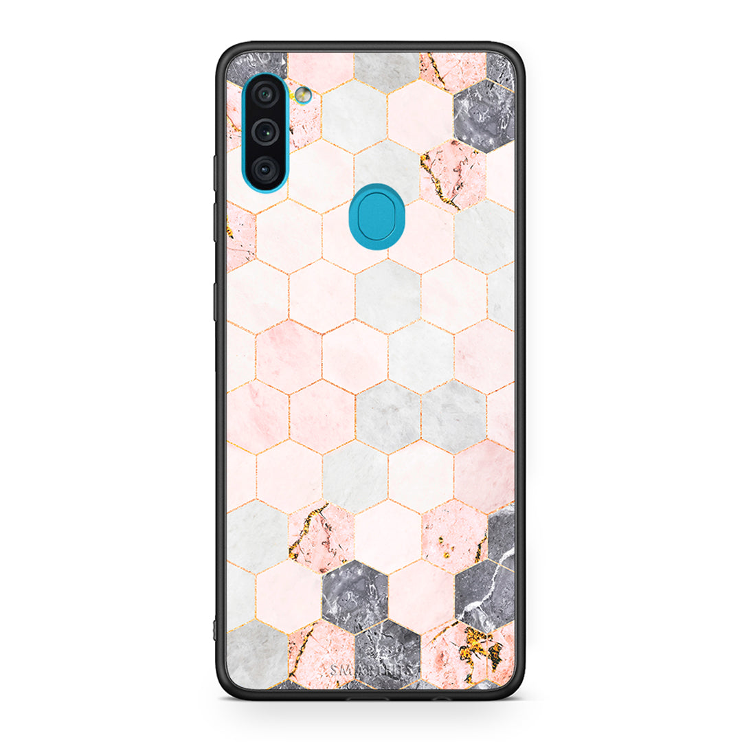 4 - Samsung A11/M11 Hexagon Pink Marble case, cover, bumper