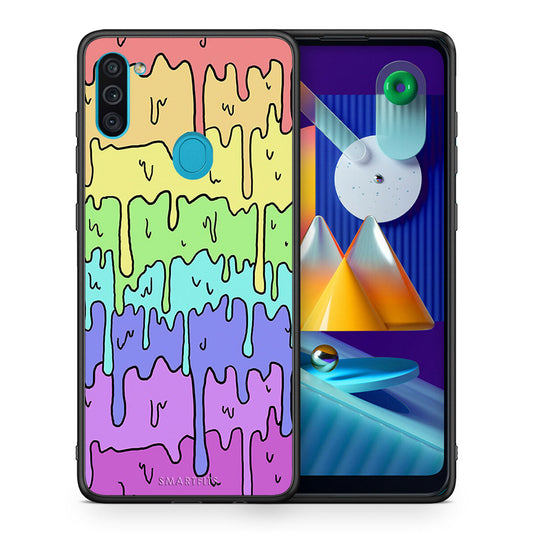 Θήκη Samsung A11/M11 Melting Rainbow από τη Smartfits με σχέδιο στο πίσω μέρος και μαύρο περίβλημα | Samsung A11/M11 Melting Rainbow case with colorful back and black bezels