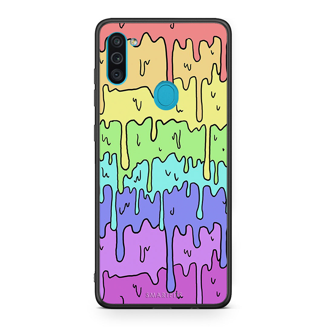 Samsung A11/M11 Melting Rainbow θήκη από τη Smartfits με σχέδιο στο πίσω μέρος και μαύρο περίβλημα | Smartphone case with colorful back and black bezels by Smartfits