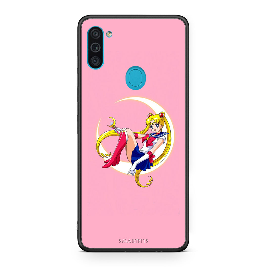 Samsung A11/M11 Moon Girl θήκη από τη Smartfits με σχέδιο στο πίσω μέρος και μαύρο περίβλημα | Smartphone case with colorful back and black bezels by Smartfits