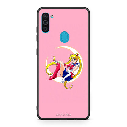 Samsung A11/M11 Moon Girl θήκη από τη Smartfits με σχέδιο στο πίσω μέρος και μαύρο περίβλημα | Smartphone case with colorful back and black bezels by Smartfits