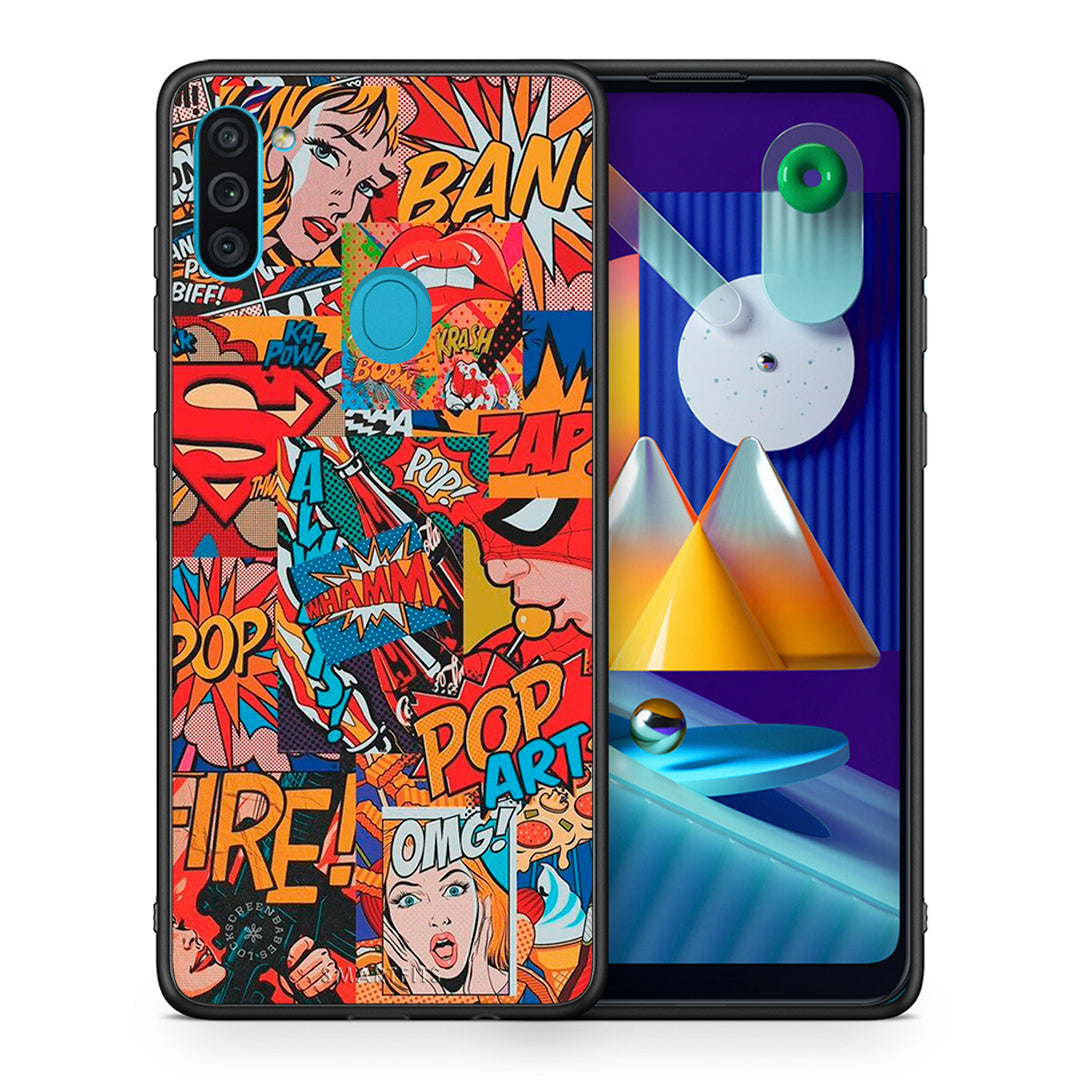 Θήκη Samsung A11/M11 PopArt OMG από τη Smartfits με σχέδιο στο πίσω μέρος και μαύρο περίβλημα | Samsung A11/M11 PopArt OMG case with colorful back and black bezels